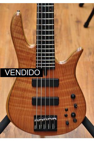 Fodera Monarch Std Special Doctorbass Edition Ebony Board 5 string 17.5mm spacing-Oak Neck-Figured Redwood top Fodera Monarch Std Special Doctorbass Edition Ebony Board 5 string 17.5mm spacing-Oak Neck-Figured Redwood top